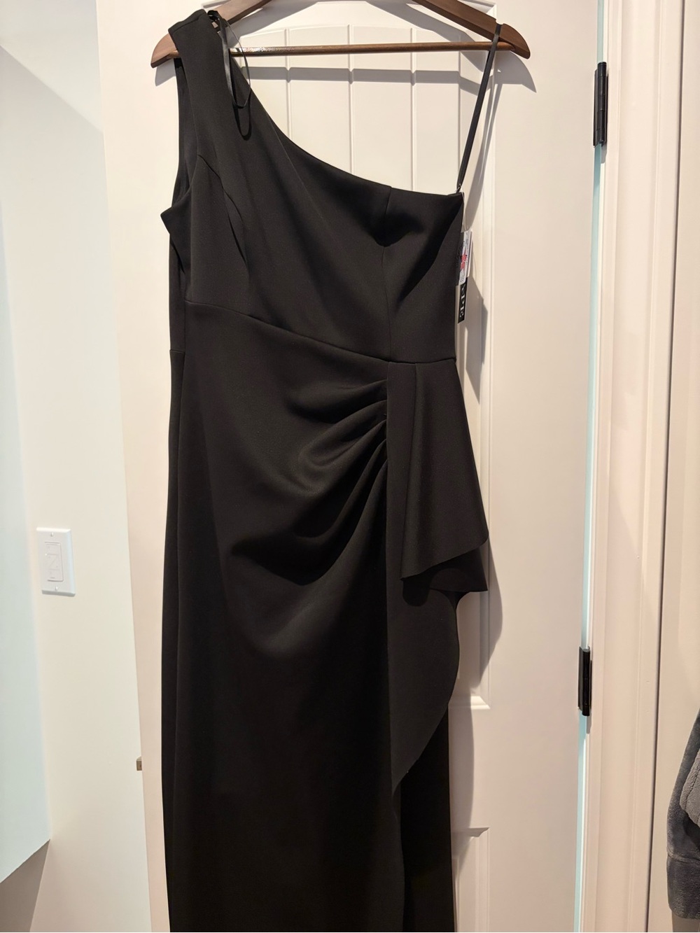 Xscape Black One-Shoulder Evening Gown